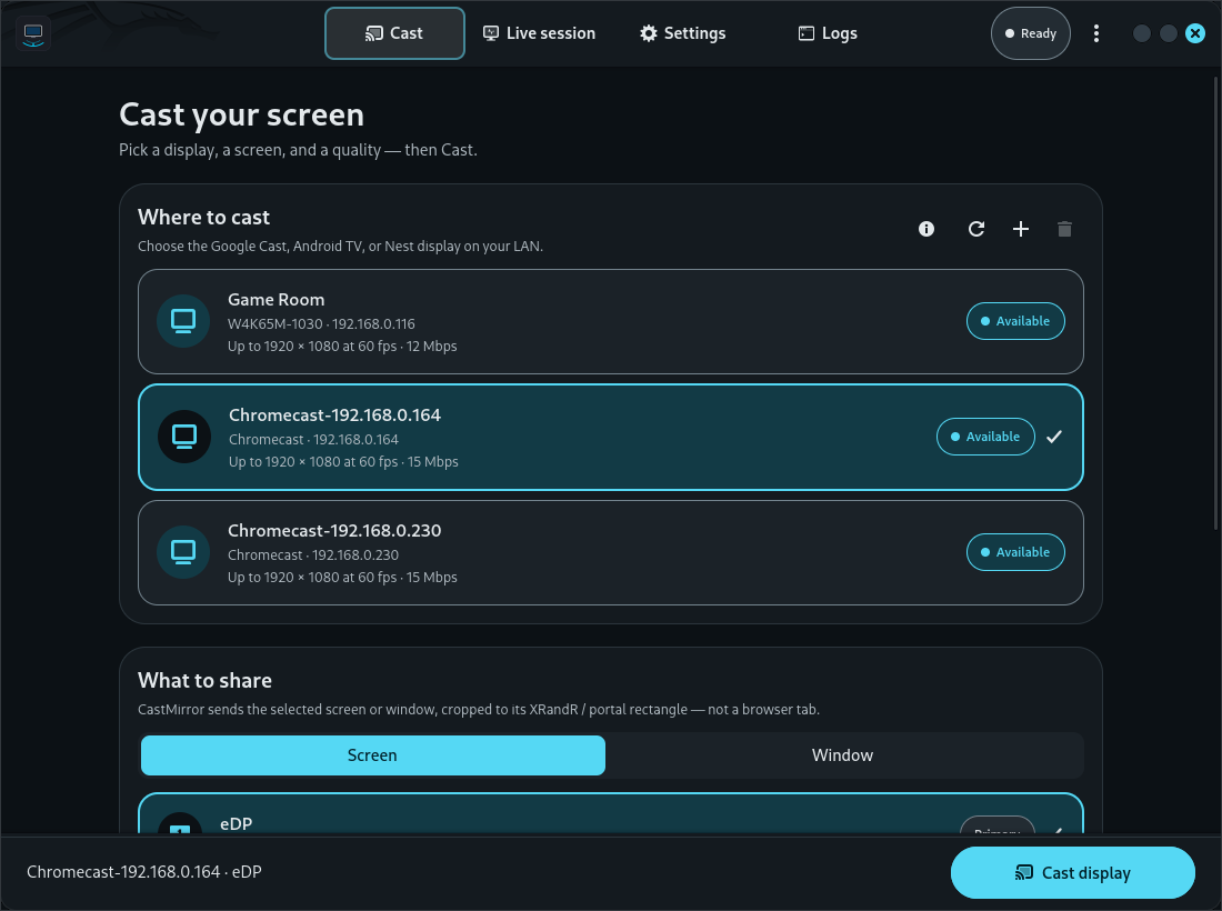 CastMirror — Cast Tab